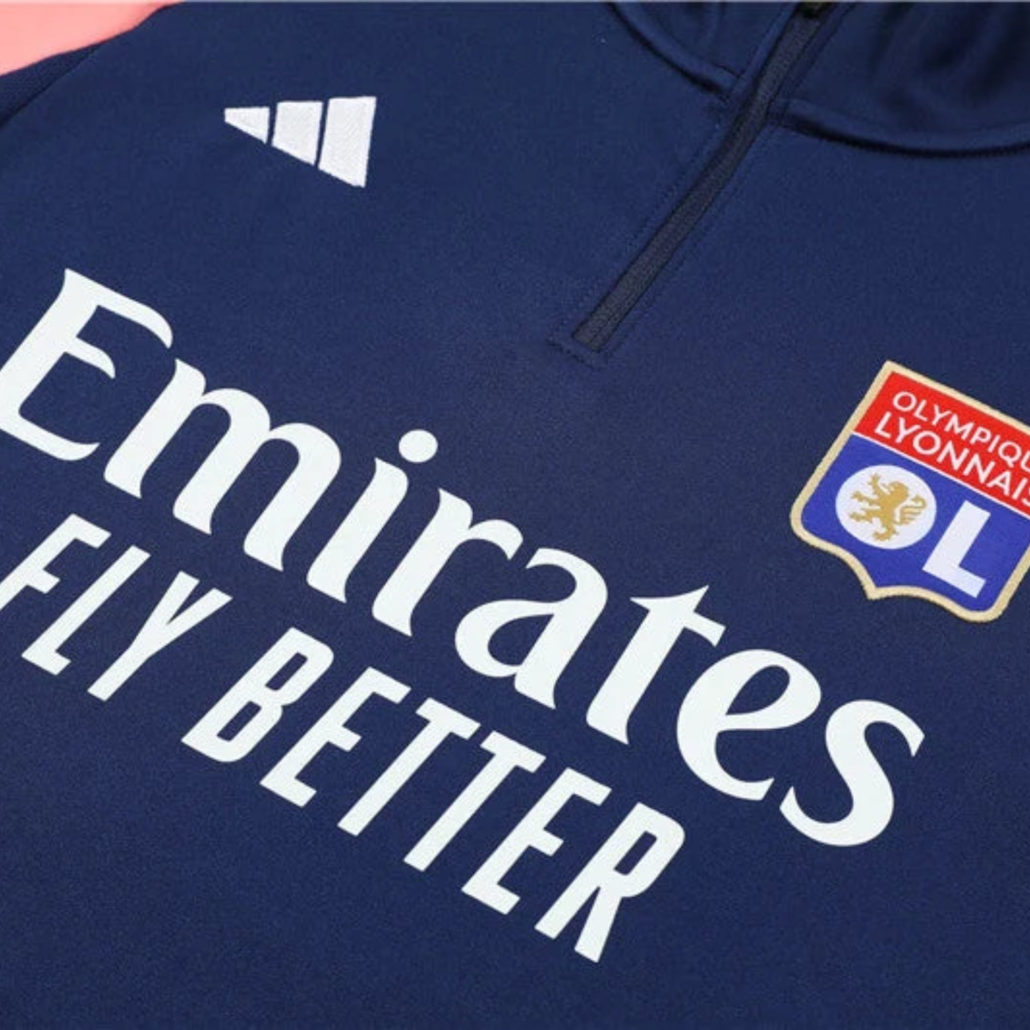 Olympique Lyonnais - Survêtement - 1/2 Zip - Bleu Marine et Rose