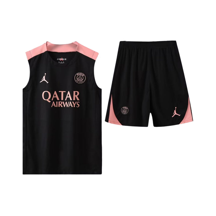 PSG 25/26 - Training Kit - Sleeveless - Black and Pink Qatar Airways