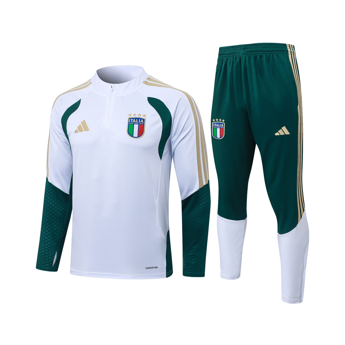 Italie 26/27 - Survêtement - 1/2 Zip - Blanc et Vert Foncé