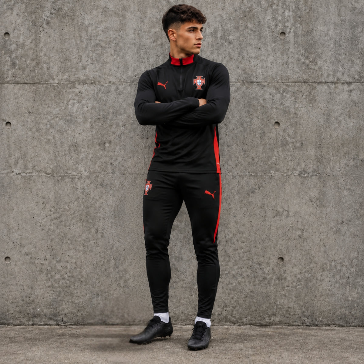 Portugal 25/26 - Survêtement - 1/2 Zip - Noir et Rouge