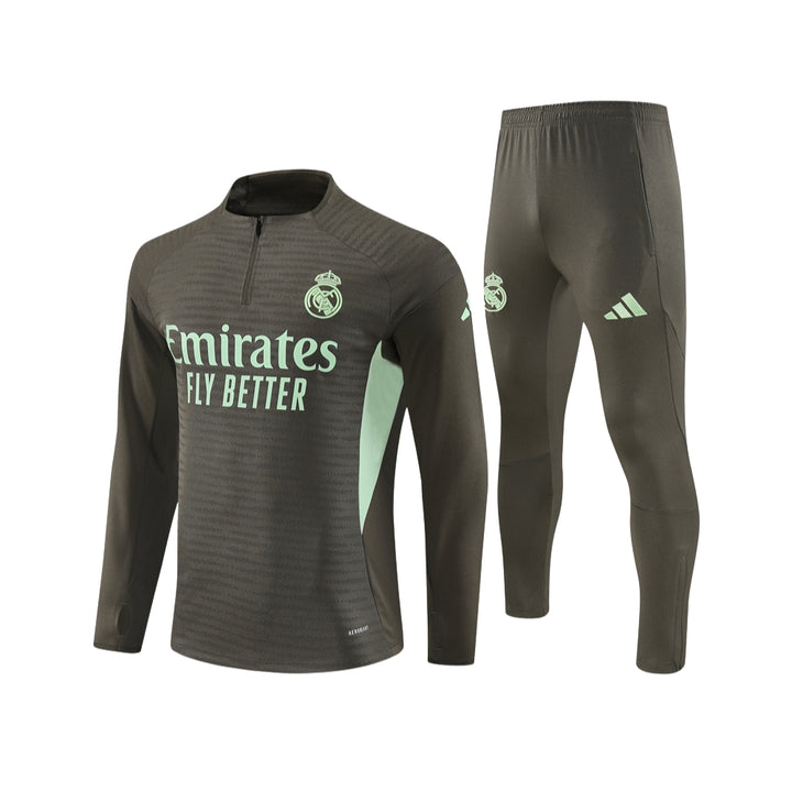 Real Madrid 25/26 - Tracksuit - 1/2 Zip - Player Version - Khaki and Mint Green