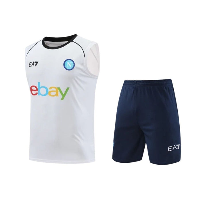 Training Kit - Napoli 24/25 - Sleeveless - White and Navy Blue