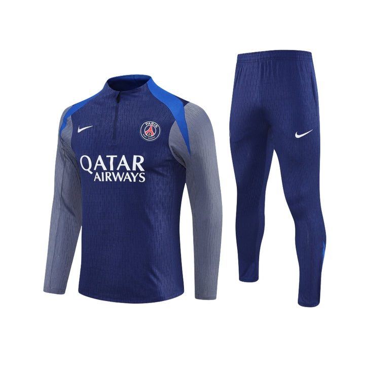 PSG 25/26 - Survêtement - 1/2 Zip - Version Joueur - Bleu et Gris