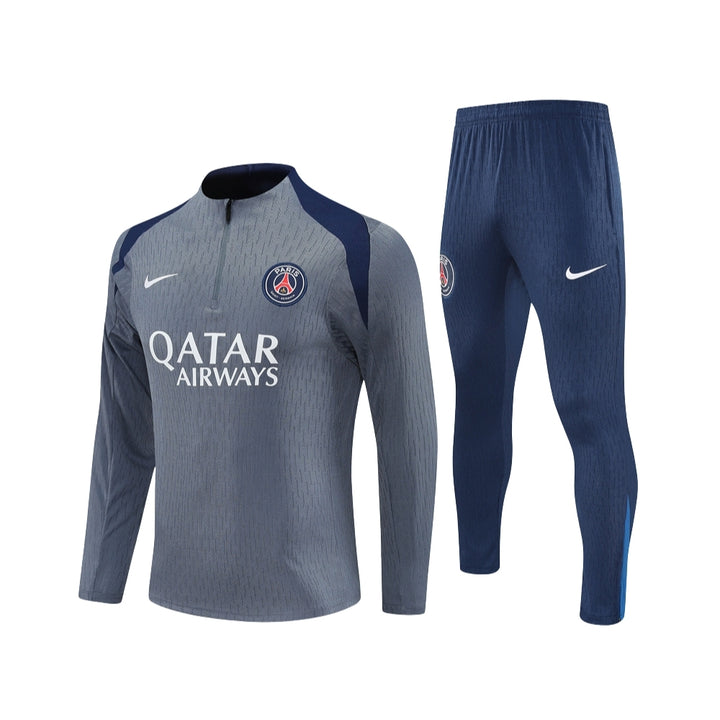 PSG 25/26 - Survêtement - 1/2 Zip - Version Joueur - Gris et Bleu Marine