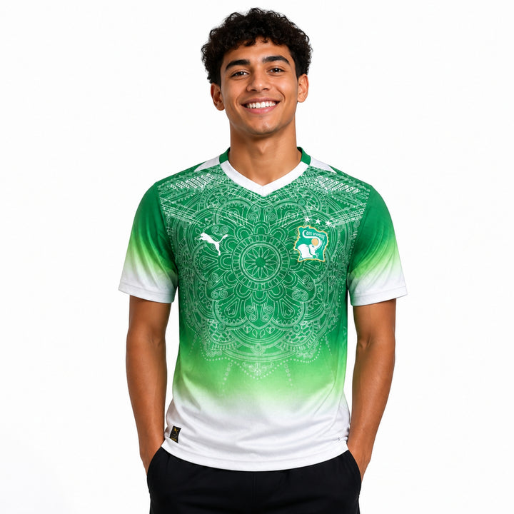 Costa do Marfim Édition Spéciale 26/27 - Coupe du Monde 2026 - Version Joueur - Vert et Blanc