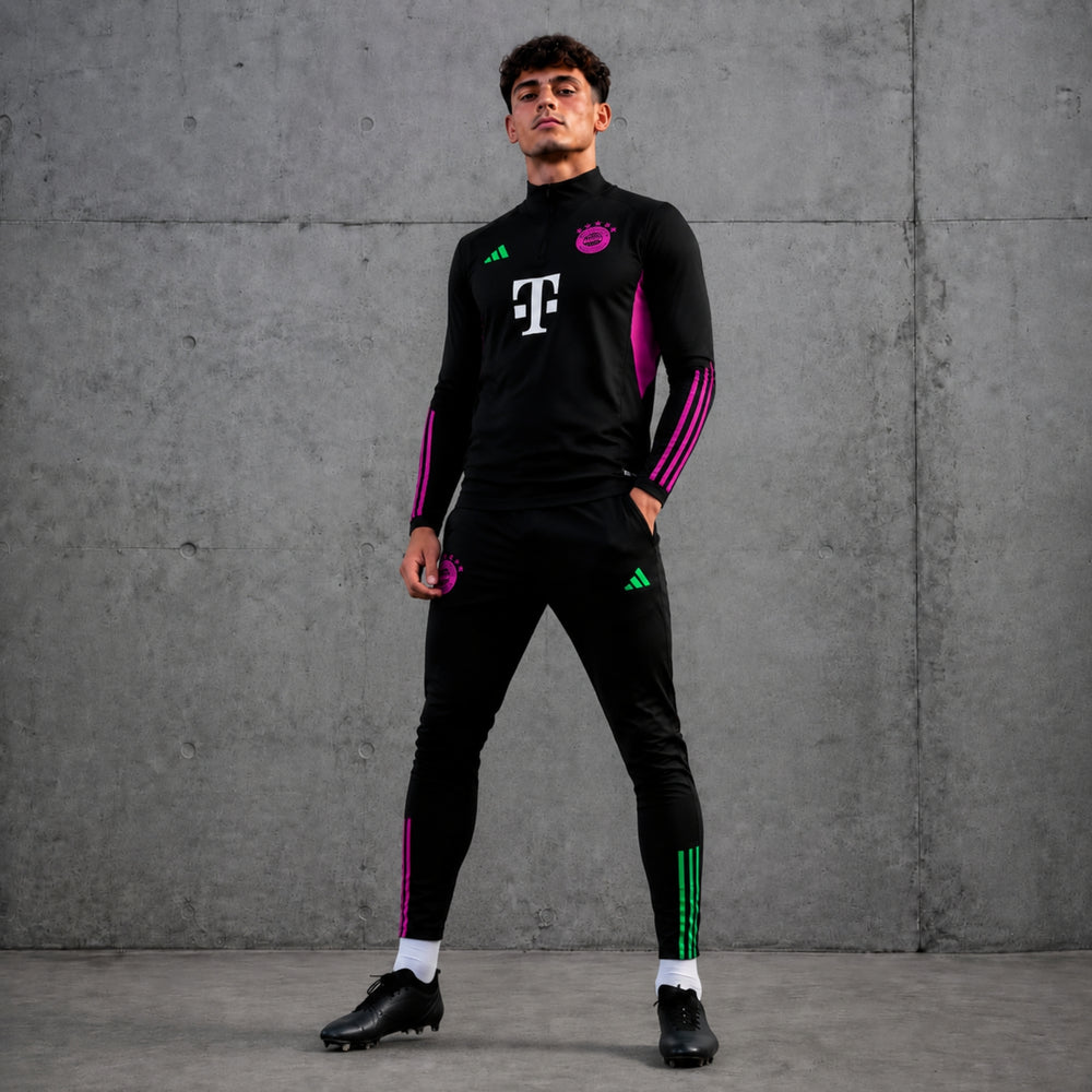 Bayern Munich - Survêtement - 1/2 Zip - Noir et Rose