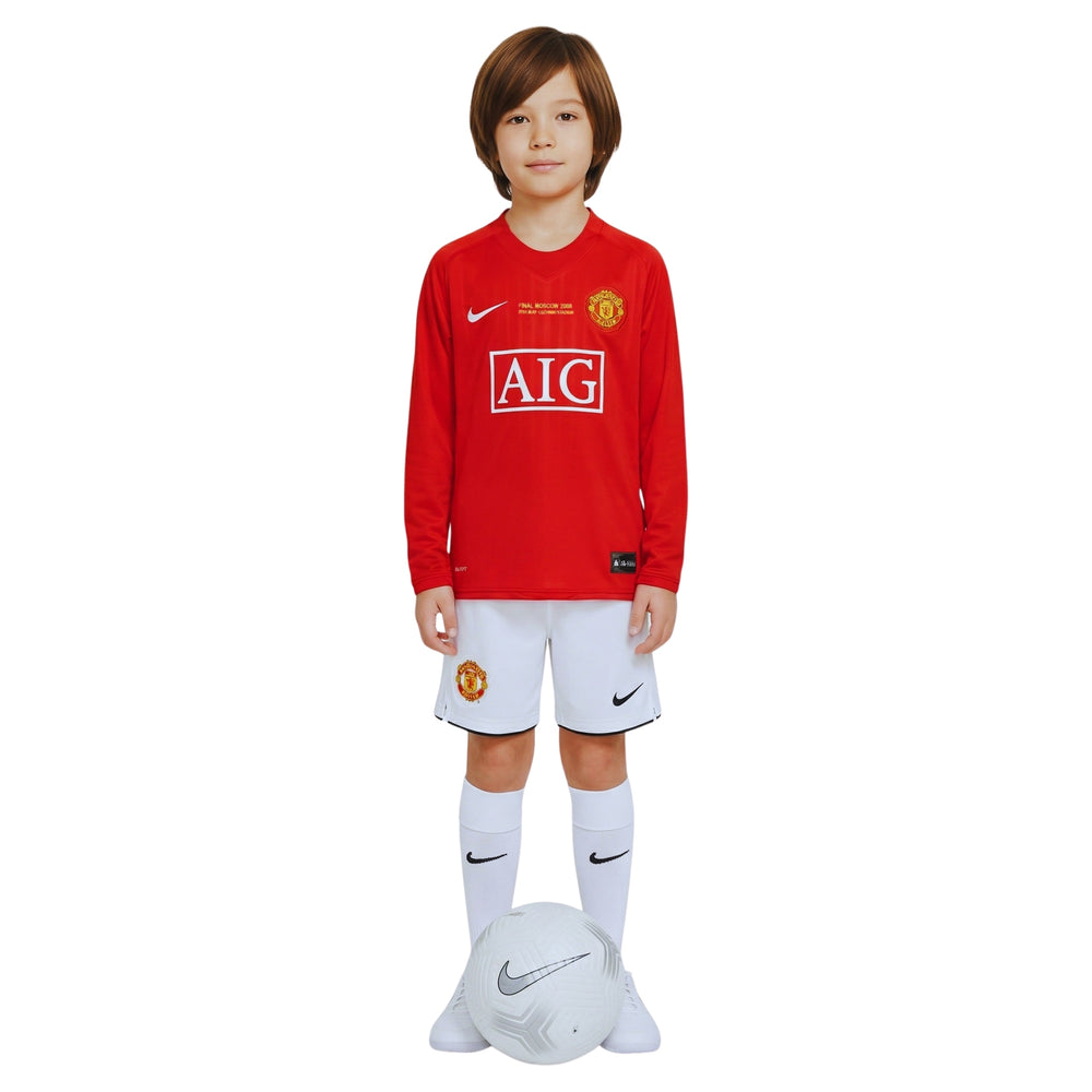 Kit Infantil Manchester United Local 07/08 - Manga Larga - Final de la Liga de Campeones