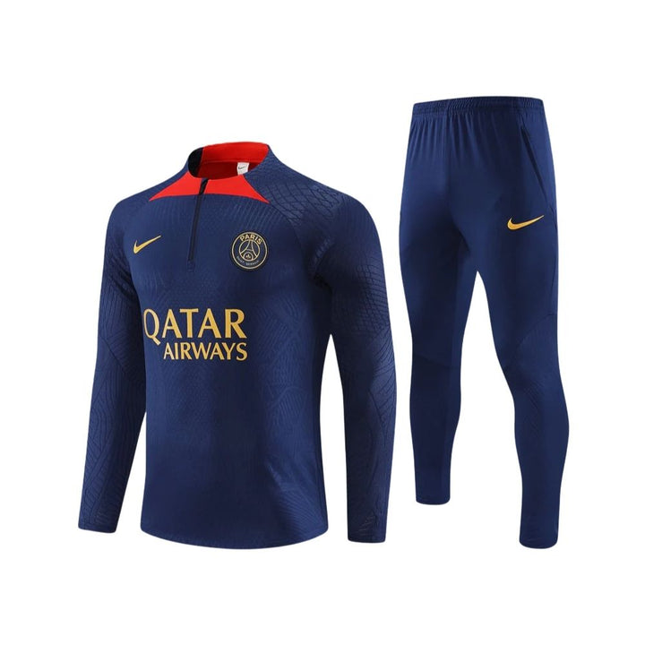 PSG - Survêtement - 1/2 Zip - Bleu Marine et Rouge Qatar Airways