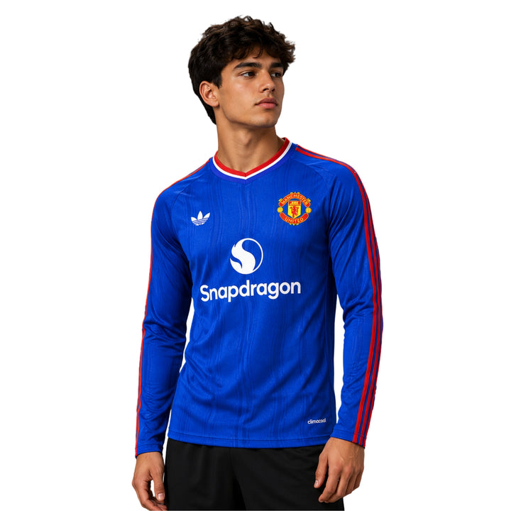 Manchester United Extérieur 26/27 - Manches Longues - Version Joueur - Bleu