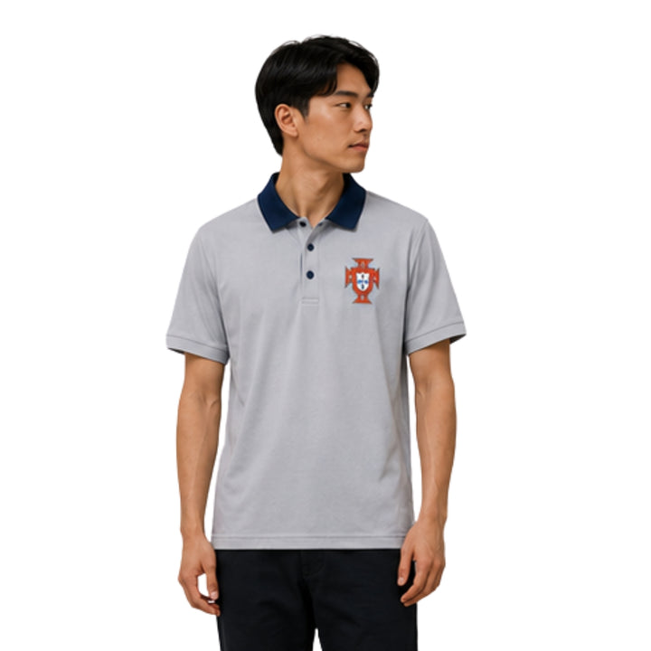 Portugal Polo 26/27 - Coupe du Monde 2026 - Gris Clair et Bleu Marine