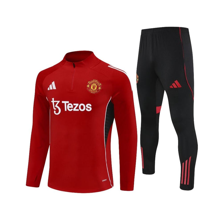 Manchester United 25/26 - Survêtement - 1/2 Zip - Rouge et Noir