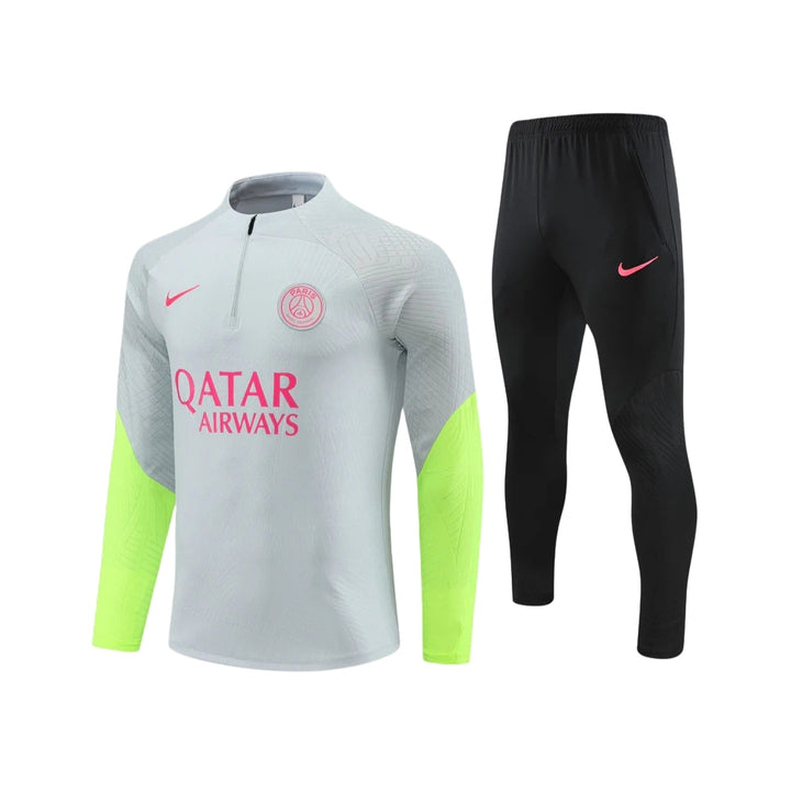 PSG - Survêtement - 1/2 Zip - Gris Clair et Jaune Fluo