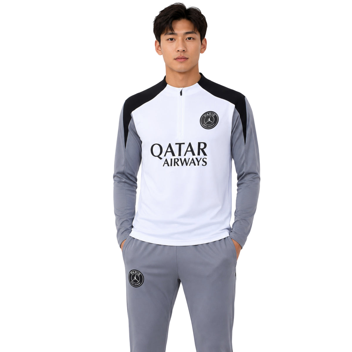 PSG 26/27 - Survêtement - 1/2 Zip - Blanc et Gris