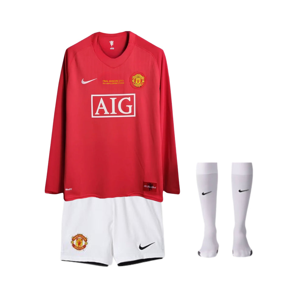 Kit Infantil Manchester United Local 07/08 - Manga Larga - Final de la Liga de Campeones