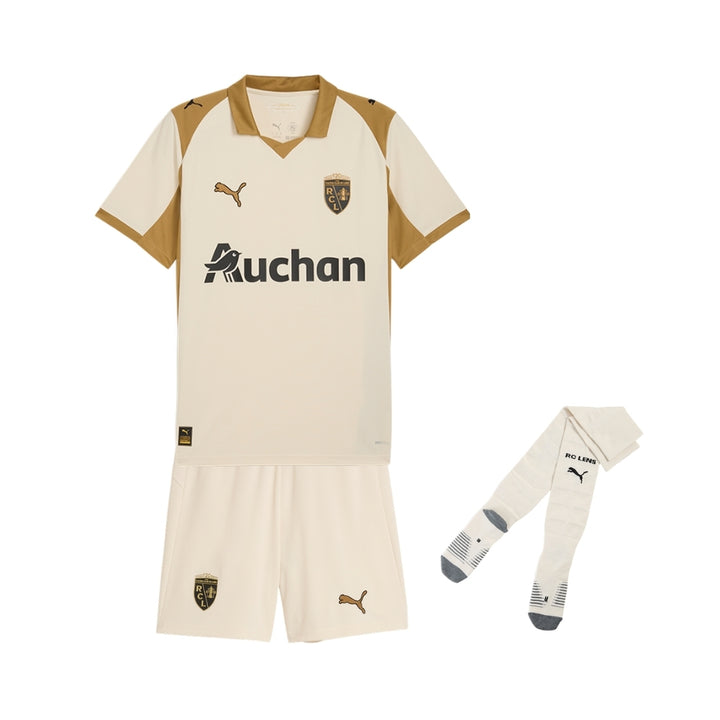 RC Lens - Kit Troisième 25/26 - Blanc Cassé et Doré Auchan