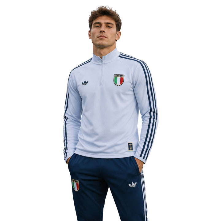 Italie 26/27 - Survêtement - 1/2 Zip - Blanc et Bleu Marine