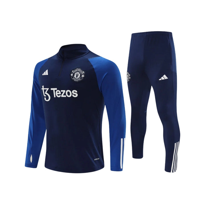 Manchester United - Survêtement - 1/2 Zip - Bleu Marine et Bleu