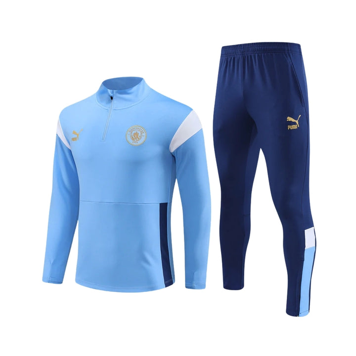 Olympique de Marseille - Tracksuit 1/2 Zip - Light Blue and Navy Blue