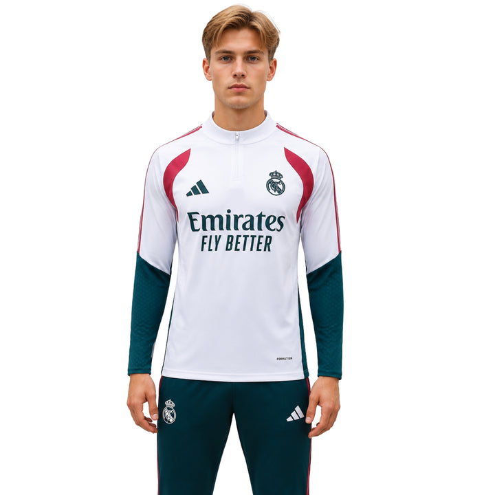 Real Madrid 26/27 - Survêtement - 1/2 Zip - Blanc et Vert Foncé