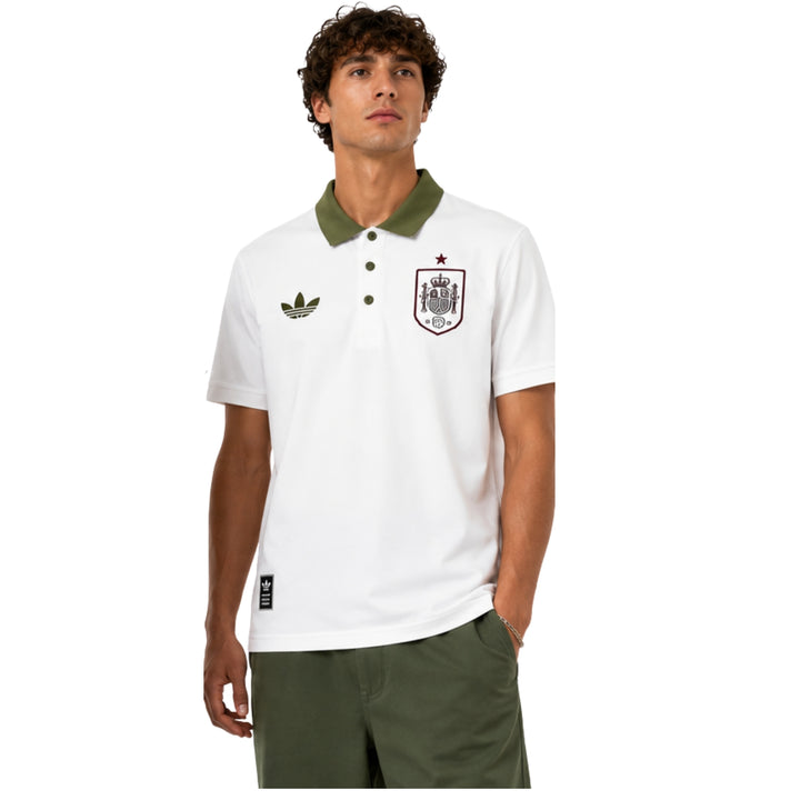 Espagne Polo 26/27 - Coupe du Monde 2026 - Blanc et Vert Kaki