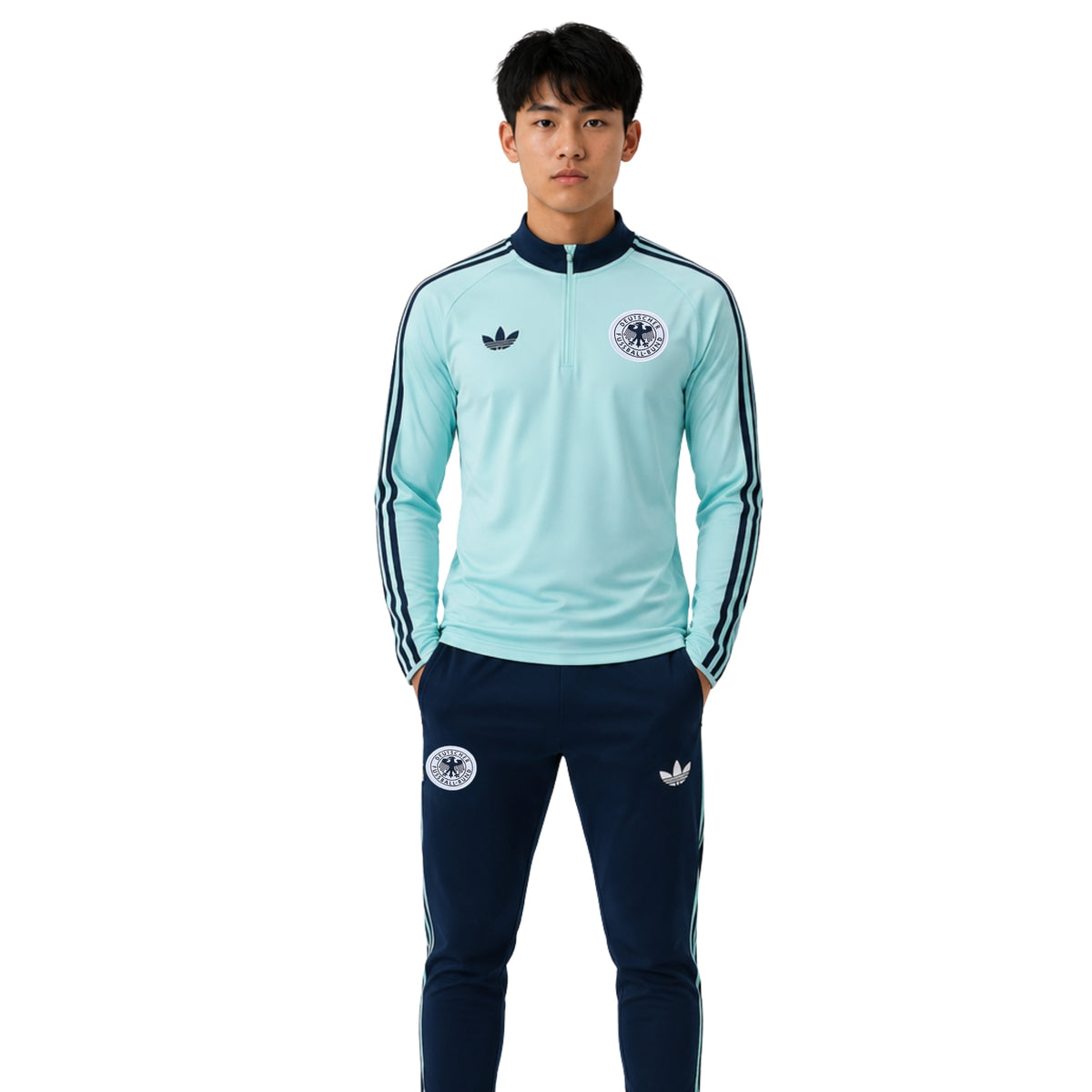 Allemagne 26/27 - Survêtement - 1/2 Zip - Bleu Clair et Bleu Marine 2