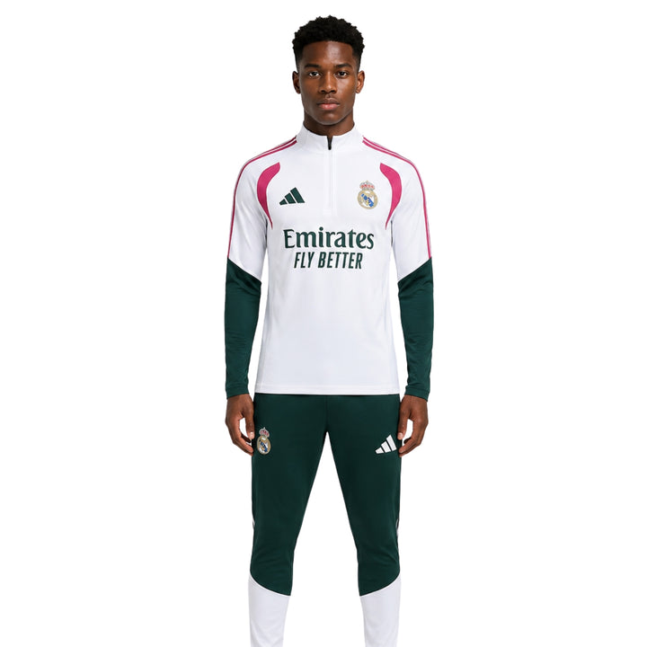 Real Madrid 26/27 - Survêtement - 1/2 Zip - Blanc et Vert Foncé Emirates Fly Better